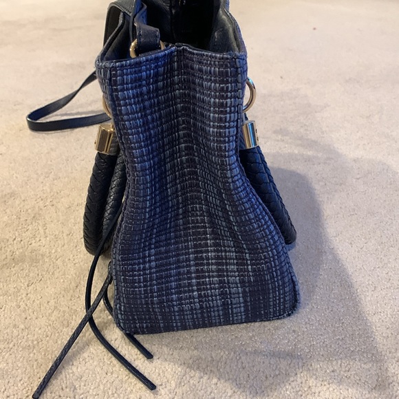 Cole Haan blue woven top handle bag. Leather  hold hardware - Picture 10 of 10